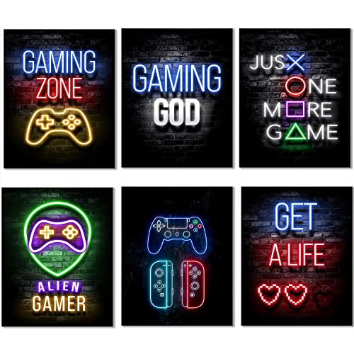 Gamer Room Decor Posters For Boys Room | Gaming Room Decorï¼ŒFashion Video Game Wall Art Decorï¼ŒGaming Posters For Gamer Room Decorï¼ŒGaming Room Decor For Boys Game Room Decor (Unframed, 8x10inchï¼Œ6pcs)