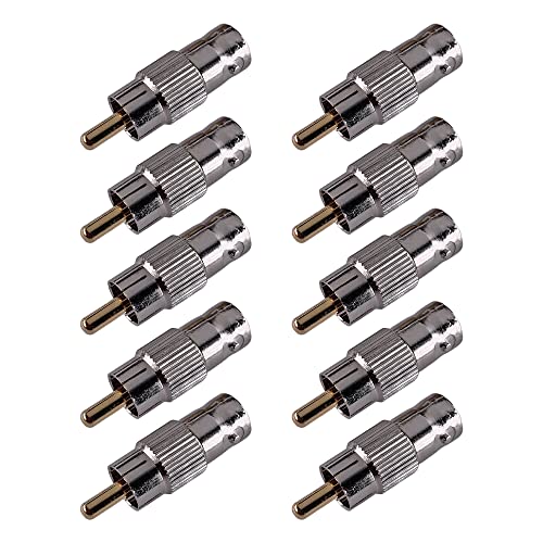 Image of MX RCA Male to BNC Female Coaxial Cable Metal Connector with Gold Plated Pin For CCTV Camera Satellite TV Sequencers DVR (MX-131 : Silver : Pack of 10)