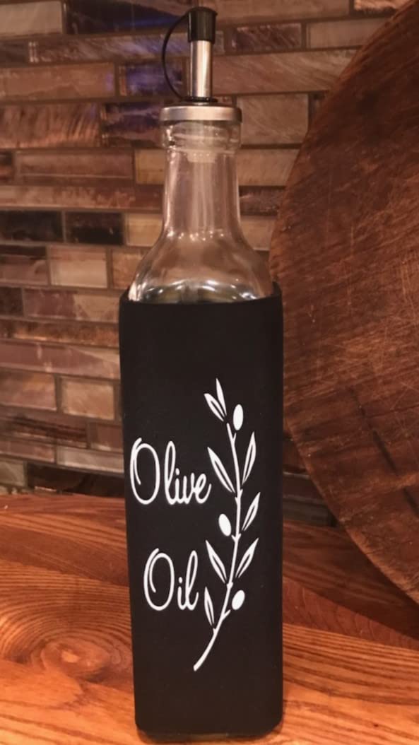 Decorative Olive Oil Slip on Cover for Glass Dispenser (Blue)