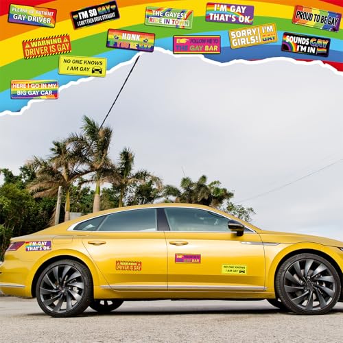 Image of 12 Pcs Gay Pride Funny Magnet Bumper Sticker LGBT Rainbow Pride Prank Magnetic Sign for Vehicle Truck Reusable Magnet Sticker for Fridge(Classic)