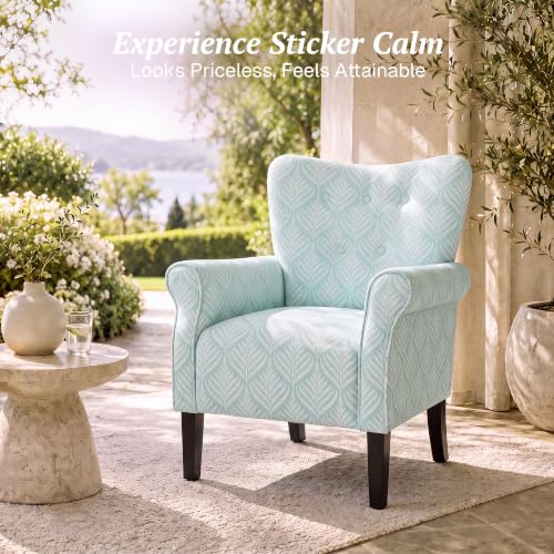 Image of BELLEZE Set of 2 Upholstered Accent Chair - Frond Blue