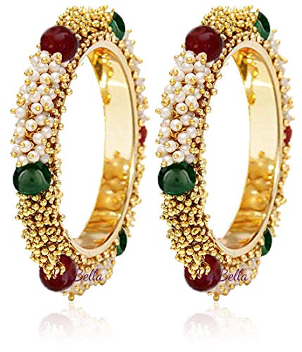 YouBella Jewellery Traditional Gold Plated Pearl Studded Bracelet...