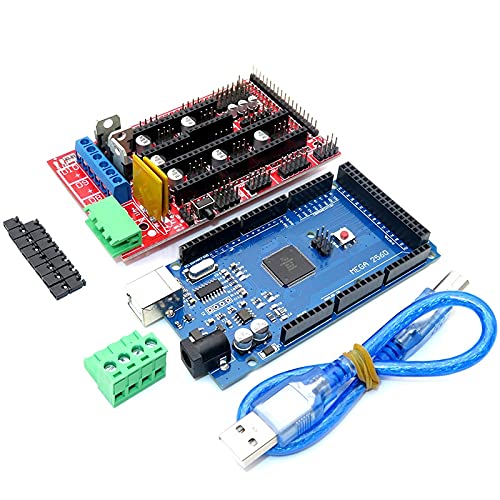 Lysee 3D Printer Parts & Accessories - 1Pcs R3 Ch340 + 1Pcs Ramps 1.4 Controller + 5Pcs A4988 Stepper Driver Module +1Pcs 12864 Controller for 3D Printer Kit - (Color: Set B)