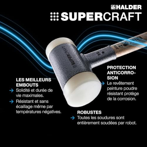Maillet SUPERCRAFT incassable anti-rebond jaune fluo Halder