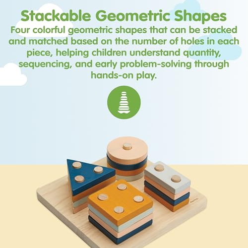 Image of PlanToys Geometric Sorting Board Orchard Shade, Montessori Kids Shape Toy | geometric sorting board orchard shade, montessori shape size colour learning, fine motor problem solving activity, kids toy