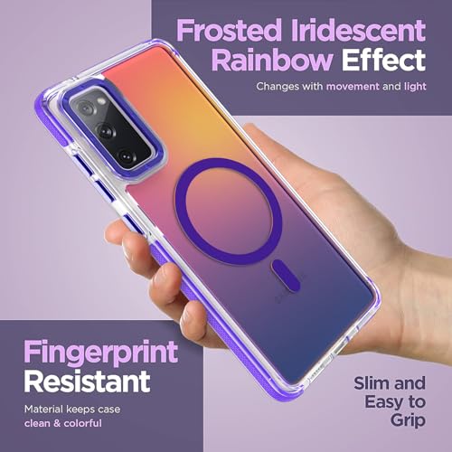 Image of Magnetic Case for Samsung Galaxy S20 FE 5G [Compatible with Magsafe] [Cute Fashion Fluorescent Design] [1 Screen Protector] Slim Translucent Matte Case for Galaxy S20 FE 5G 6.5 inch, Purple