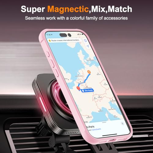 Image of Compatible with iPhone 16 Pro Case with Stand 6.3 inch,Pink | Matte Translucent Phone Case for iPhone 16 Pro,360 Magnetic Ring Stand,Compatible Mag-Safe,Military Grade Protection