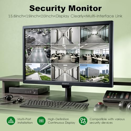 Image of SKitphrati 15.6 Inch Small Computer PC Monitor, 1366x768 Video Screen with HDMI VGA BNC Ports, VESA Mounting, NVR /DVR for Home Office, Built-in Speakers
