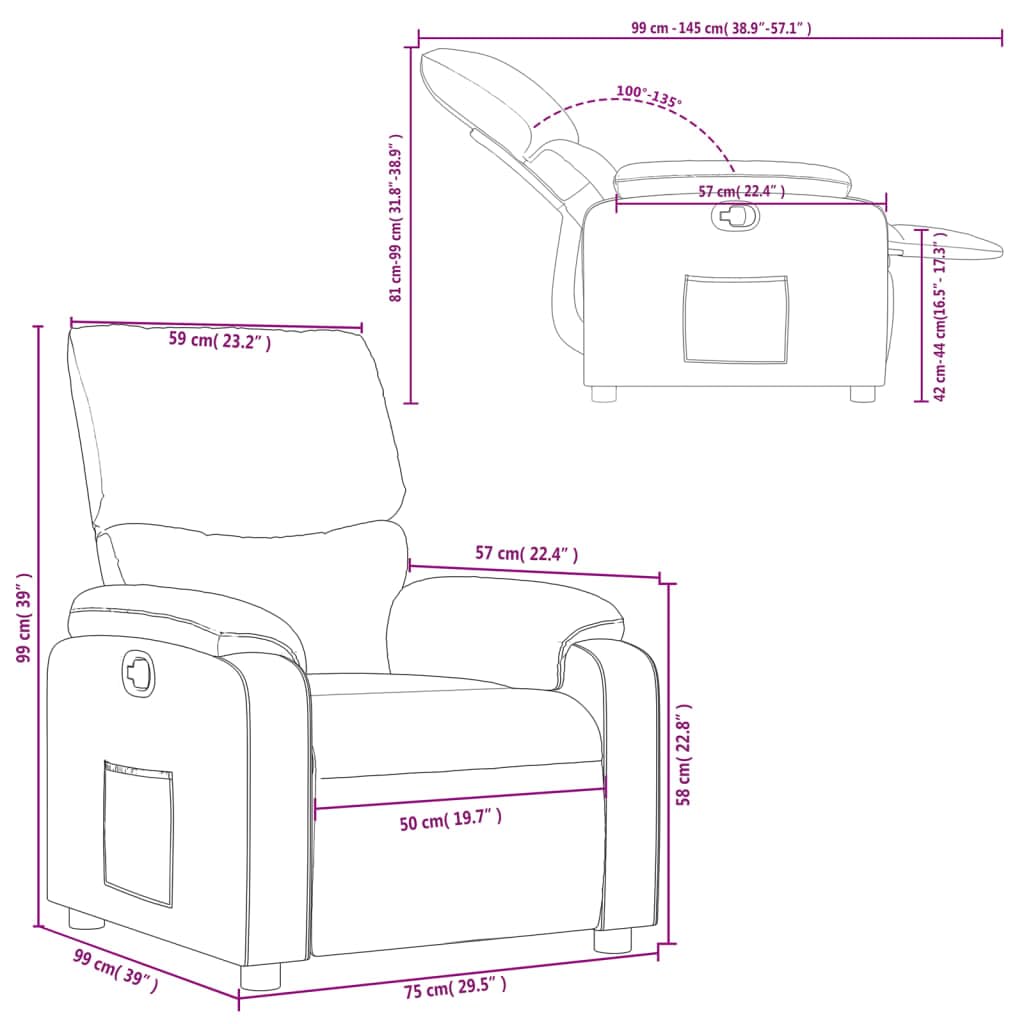 vidaXL Fauteuil inclinable Cappuccino Similicuir