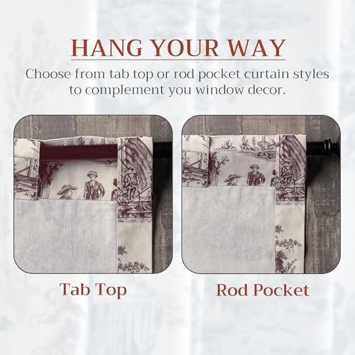 Image of Maison d' Hermine Curtains for Living Room 100% Cotton 50 inchx84 inch (Pack of 1) | 84 inches long Light Filtering Toile Curtains for Windows with Rod and Loop Pockets - Calais - Charcoal