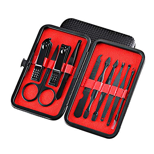AKEROU Manicure Set Manicure & Pedicure Kits-Professional and Luxury 10 Pieces Stainless Steel Nail Clippers Pedicure and Grooming Kit for womens &mens(10PCS)