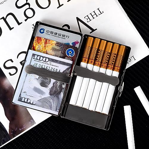Image of Cigarette Case for Women and Men - Lightweight and Portable Cigarette Box and Holds 12 100mm Cigarettes, Bank Cards, Coins, and More - Stylish Design, Beautiful and Generous (Vntage Silver)
