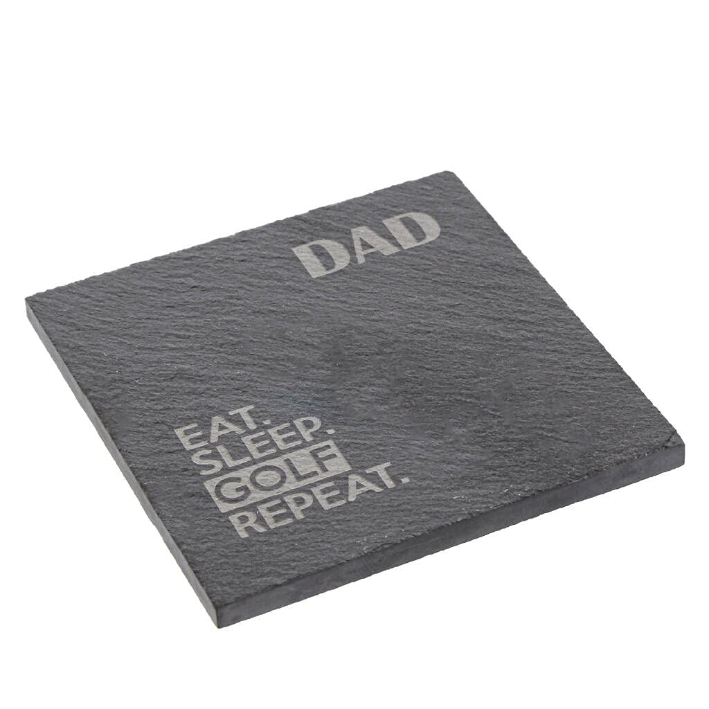 Aztex Grey Personalised Eat Sleep Golf Repeat Slate Coaster
