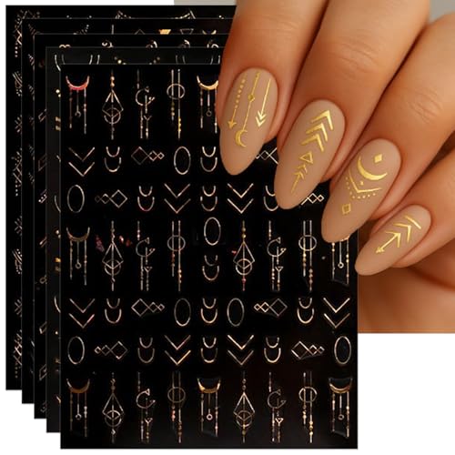 IDDFEVE Bohemia Nail Art Stickers - Tribal Gold Arrow and Triangle...