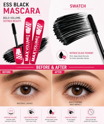 Image of Bridester Volume Waterproof Mascara for Women, Long Lasting Lengthening Black Eye Makeup