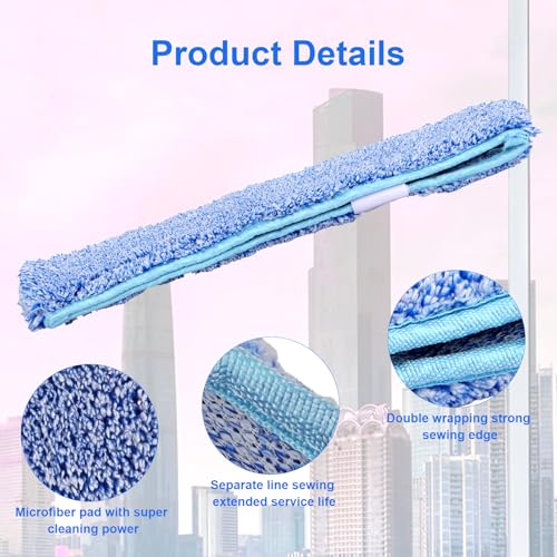 Image of 14 inch inch Microfiber Window Scrubber Refill Replacement Compatible with MR.SIGA Professional Window Cleaning, Reusable Squeegee Cloth Sleeve (6 Pack)