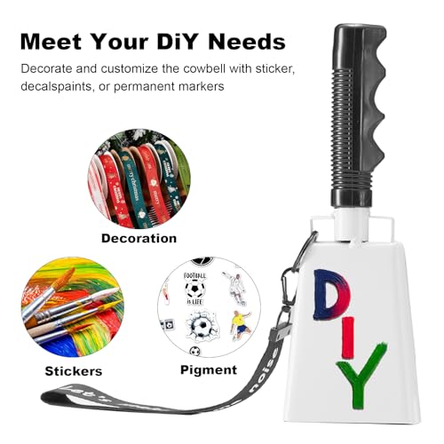 image for CHMI Cow Bells with Wrist Strap - Cowbell with Handle 2pcs, Customizab