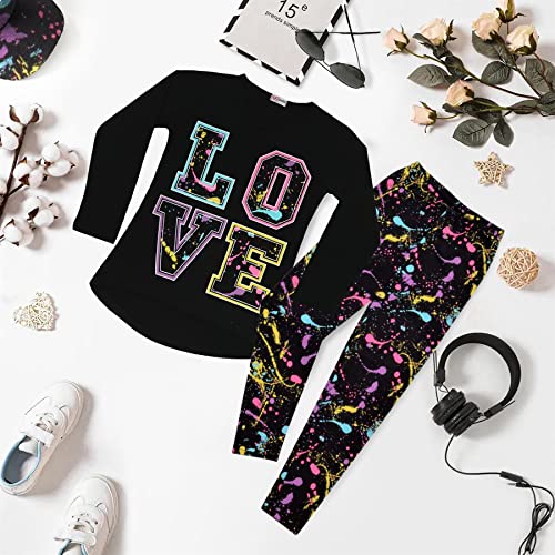 Image of A2Z 4 Kids Girls Love Crop Top T-Shirt And Splash Fashion Leggings Girls Pants Kids Outfit Sets Age 5-14 Years