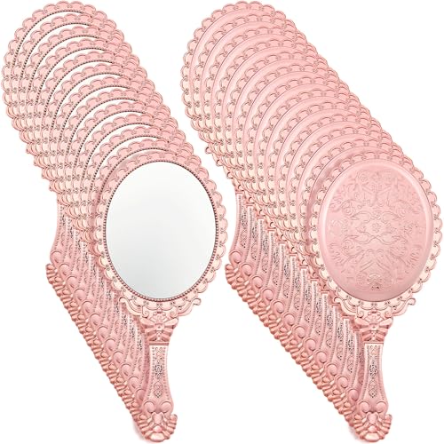 Qunclay 24 Pcs Vintage Rose Gold Handheld Mirrors, Baroque Embossed