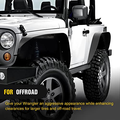 Image of Nilight Off-Road Fender Flares Kit Compatible with 2018 2019 2020 2021 2022 2023 2024 2025 Wrangler JL & JLU 2 /4 Doors Heavy-Duty Solid Steel Black Textured Front Rear Flat-4pcs
