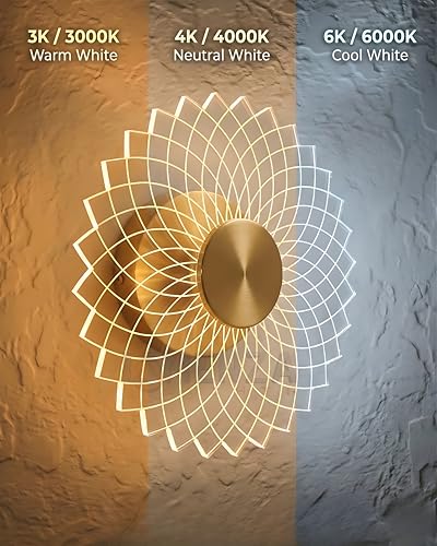 Image of Luxury Spiral Pattern 3-in-1 LED Wall Lamp for Living Room & Bedroom | Fancy Wall Light for Home Decoration, Hallway & Indoor Ambient Lighting (Golden Finish)