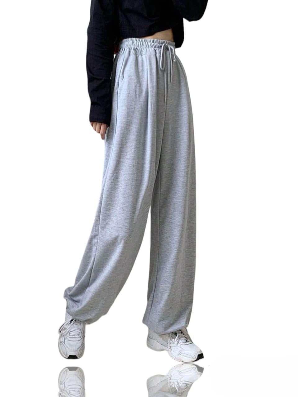 dockstreet Loose Baggy fit Joggers/Loose Yoga Pants/Casual Extra Baggy fit Lower Cotton for women2202FBVnwaFITJogrLGrey 32-picture-12