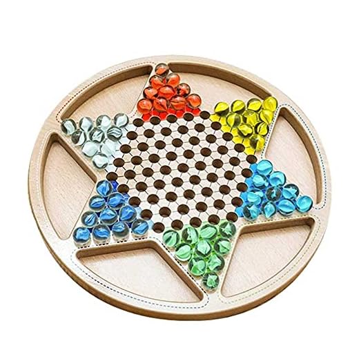UKKD Trä Kinesiska Checkers 60 Trä Marmor i 6 färger Alla Ages Classic Strategy Party Game För Barn Vuxna Familj Reliable Quality