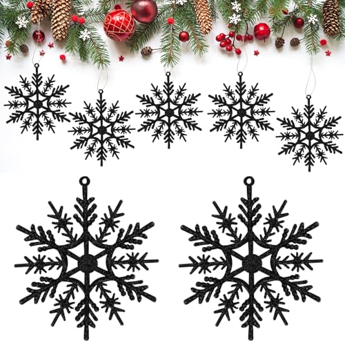 HERZONE 30pcs Weihnachtsschmuck Glitter Schneeflocken Weihnachtsbaum...