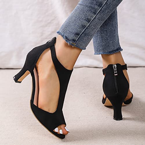 Yanzhenglip Sandals Women Fashion Heels, Women'S Sexy High Heel Sandals Open Toe Pointed Party Sandals, Summer Dressy Low Heel Sandals Hollowed Out Comfortable4