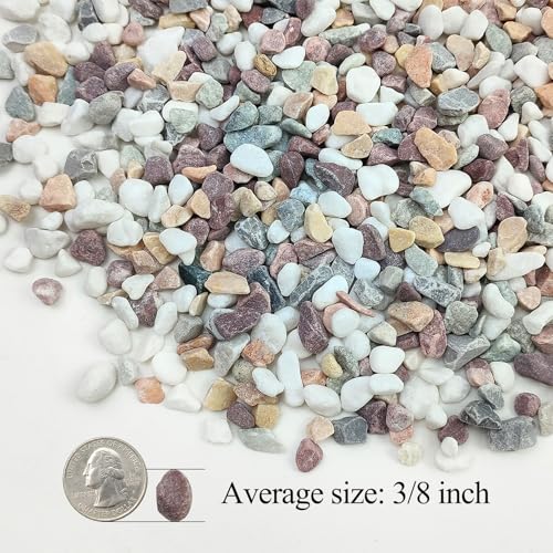 Image of 5lbs Mixed Color Pebbles for Plants, 3 /8inch Small Rocks for Succulent Cactus Planters, Natural Polished Pebbles, River Rocks for Plants, Vases, Garden