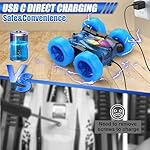 Remote Control Car,Stunt RC Cars For Kids with Colorful Light,Fast USB-C Charging,Double-Sided 360° Rotating Rechargeable 4WD RC Truck Car Toys for Ages 5-7 Gift for Boys Girls Ages 8-12(Blue) - Image 2
