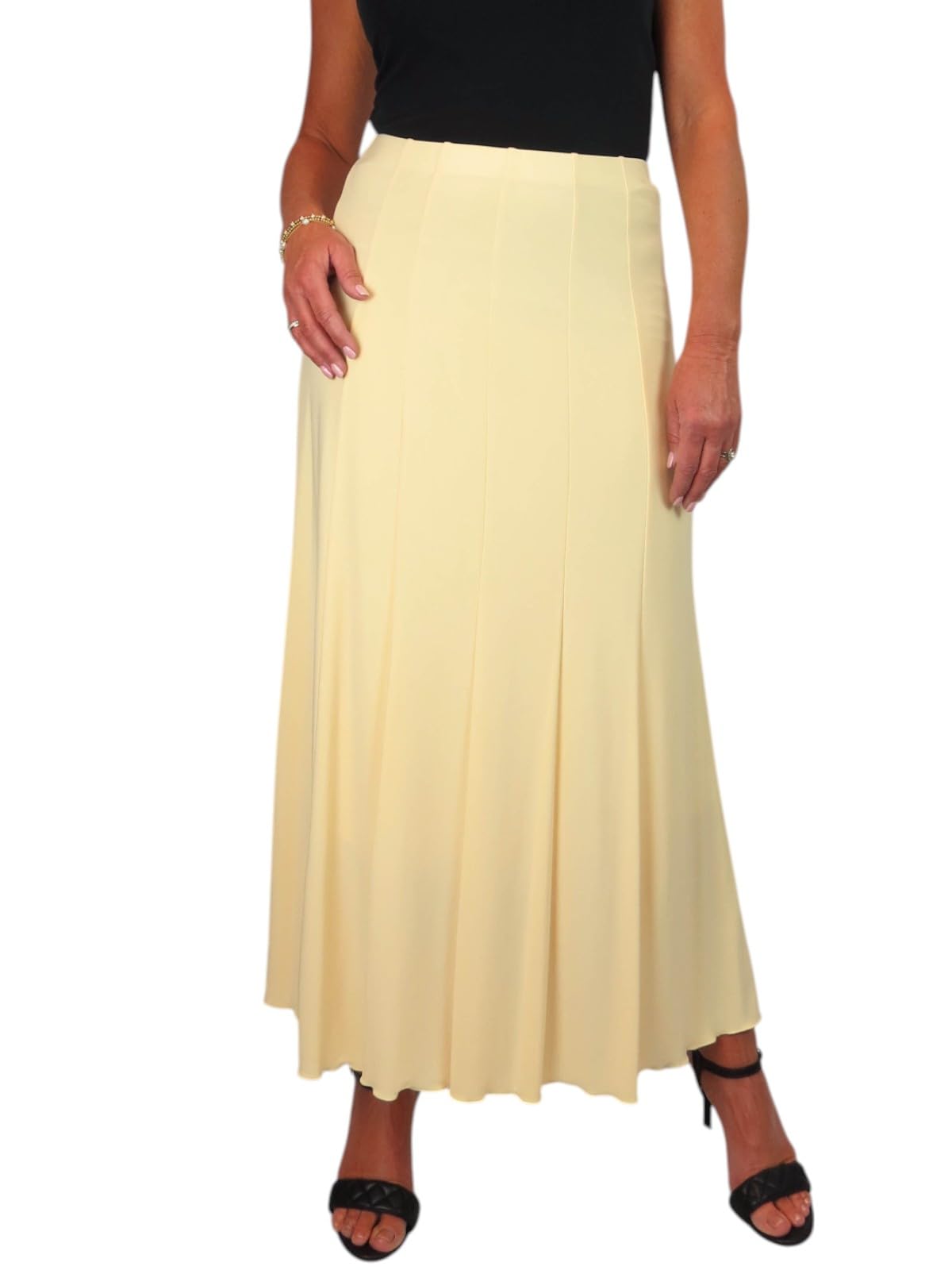 Paulo Due Women's Midi Skirt Elastic Waist 38" Lemon Size 14-16