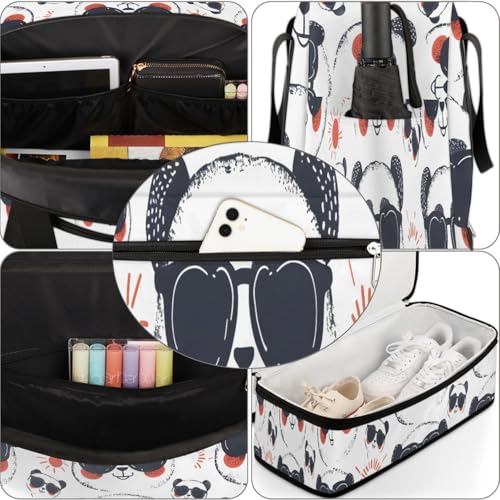 Travel Duffel Bags Cute Animal Panda Foldable Weekender Bags for Women with Shoes Compartment Waterproof & Tear Resistant Carry on Overnight Luggage Duffel Bag Shoulder Sports Tote Bag,B-520 6