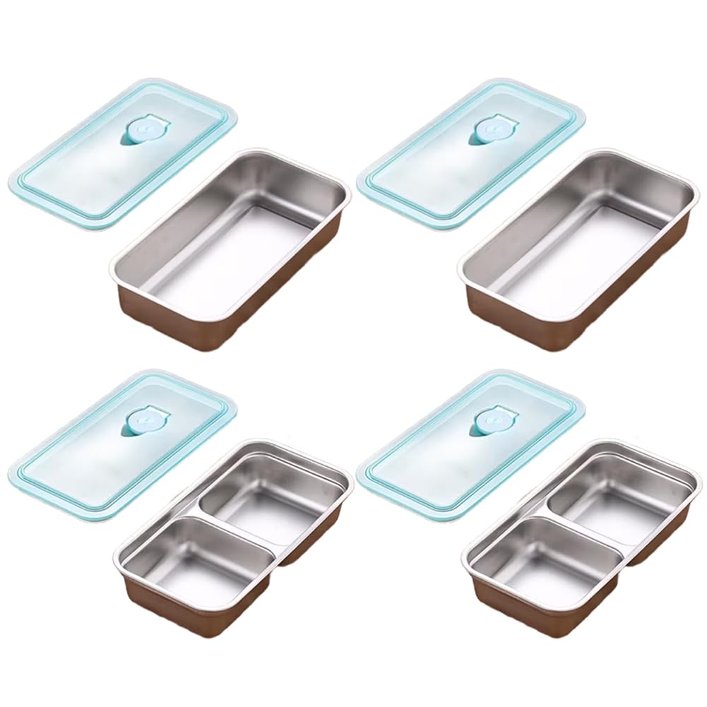 CTRLZS Reusable Stainless Steel Food Storage Containers 4-Pack with Compartment Leakproof Lids Dishwasher Safe Prep