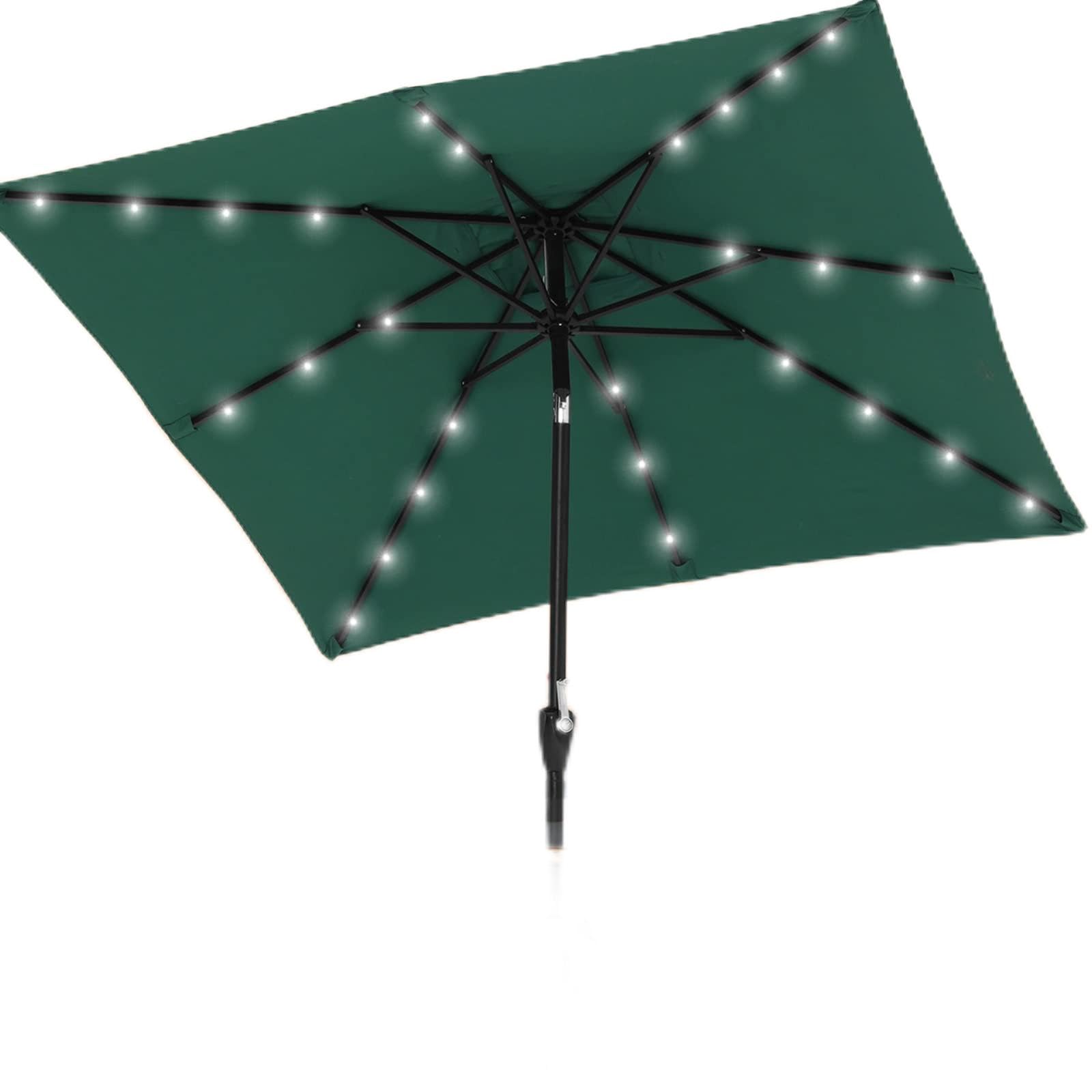 ABCCANOPY Square Solar Led Patio Umbrellas 6.5FT x 6.5FT (Forest Green)