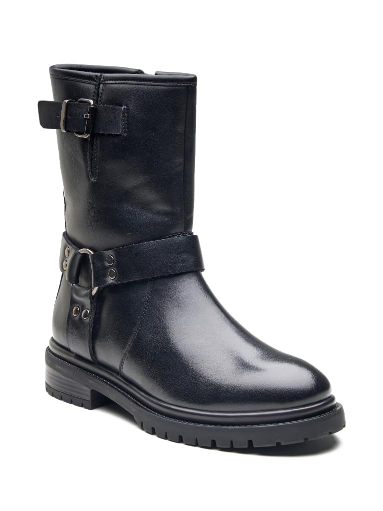 Michael AngeloWomen's Biker Boots Lace up Mid Calf Motorcycle Fashion Festival