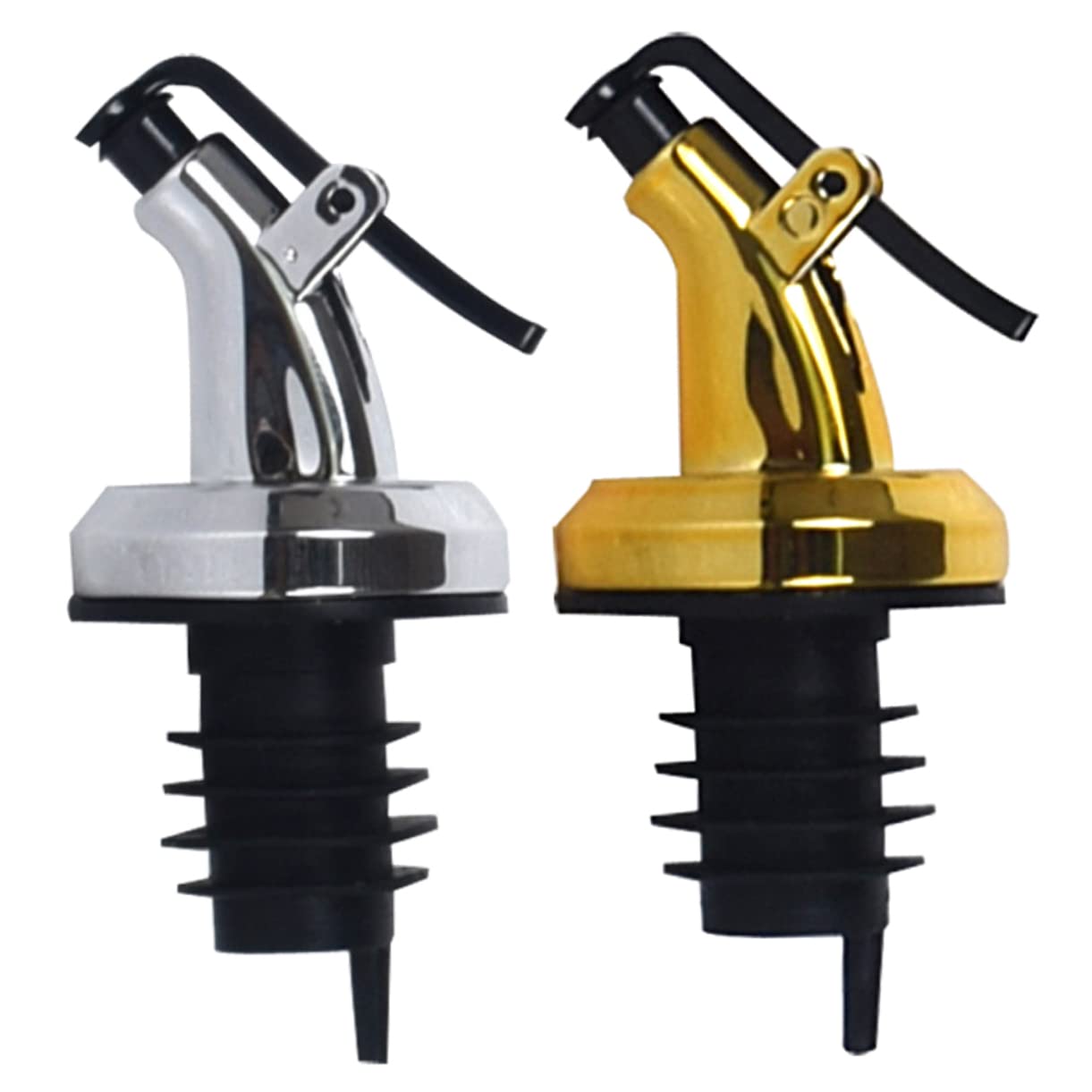 STOBAZA 4pcs Press Type Electroplating Oil Bottle Nozzle Gold and Silver Kitchen Accessories Cooking Oil Measure Dispenser Sauce Bottle Nozzle