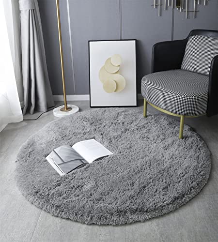 LYKEJI Runder Teppich, Langflor, Modern, für Wohnzimmer, Schlafzimmer, Esszimmer oder Kinderzimmer,...