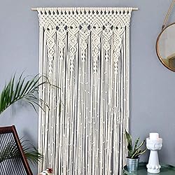 Cortinas De Macramé WUYANSE Tapiz de Pared de macramé, Cortina Colgante de Ventana de Puerta Boho Tapicería de Pared Tejida Hecha a Mano de algodón Decoración de Boho de Pared para apartamento Dormitorio Boda