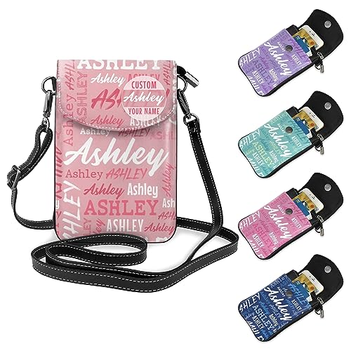 Custom Crossbody Phone Purse with Name, Personalized Name PU Leather Handbag, Customized Phone Bag Gift for Women