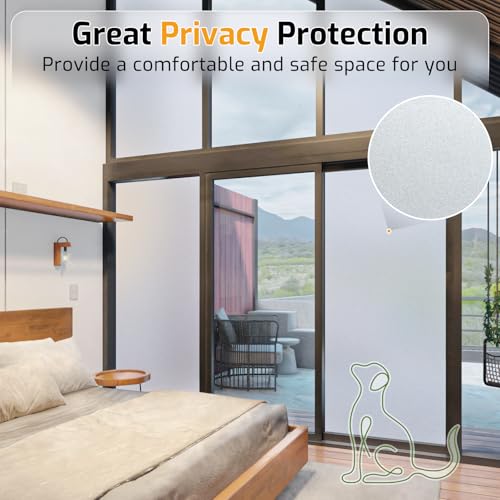 LUTE Window Privacy Film, Frosted Glass Window Film for Bathroom, Static Cling Removable Heat Control Glass Coverings, Non Adhesive Opaque Door Sticker for Home Office (Pure, 35.4" x 118.1") by LUTE - Image 5