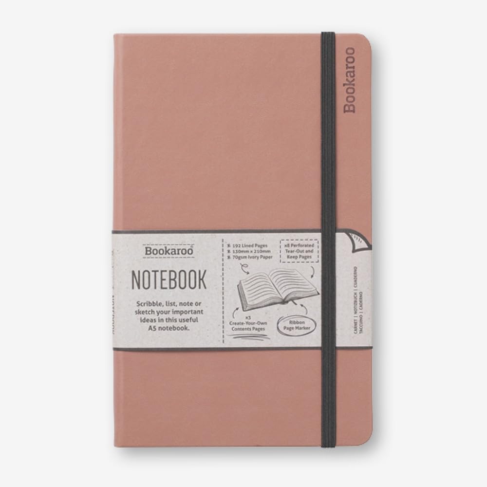IFBookaroo Notebook A5, Journal - Blush, Classic Ruled Notebook, Hard Cover with Soft PU, (A5) 21.5 x 13.5cm, 192 Pages