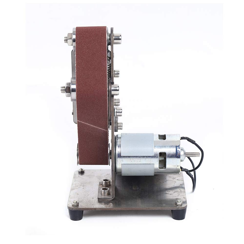 Mini levigatrice a nastro da 100 W, 7 marce, 4500-9000 giri/min, smerigliatrice da tavolo per metallo/legno/plastica, con 10 nastri abrasivi (30 x 330 mm) e regolatore di velocità