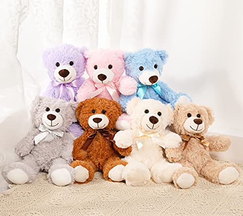 Morismos 3 Packs Teddy Bears Bulk Stuffed Animals, Cute Small Plush Toys, Little Bear For Kids On Centerpiece Baby Shower, 14 Inches, Brown #TOP4