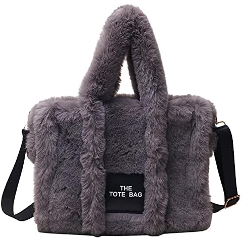 Plush Tote Bag for Women, Fluffy Zipper Shoulder Bag with Strap, Large Capacity Personalized Fluffy Handbag, Top-Handle Crossbody Bag Cover