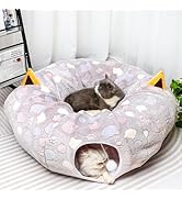 YUYAFN Large Cat Tunnel Bed for Indoor Cats - Soft Plush Peekaboo Cat Cave Donut Tunnel for Small...