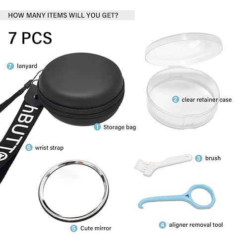 Miniatura 2 de Estuche de retención de ortodoncia con bolsa organizadora, funda de alineador, bolsa de retención, estuche de viaje, caja protectora bucal (negro