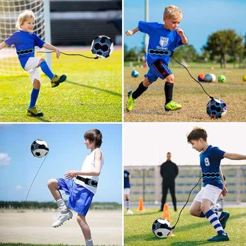 Fußballtrainer mit Kordel,Solo Übungshilfe mit Gürtel und elastischem Seil,Kinder Fussball Schnur Kick Trainer Verstellbar,Universell für Fußballgröße,Perfekt zur Verbesserung der Fußballfähigkeiten