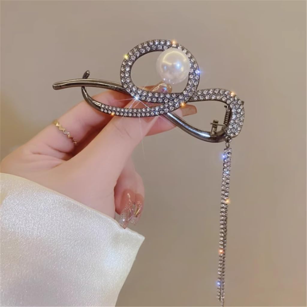 JFDBGU Fermagli for Capelli in Metallo con Nappa perlata sul Retro della Piastra della Testa, afferra Una Scheda for Capelli con Fermaglio for Parole Femminile