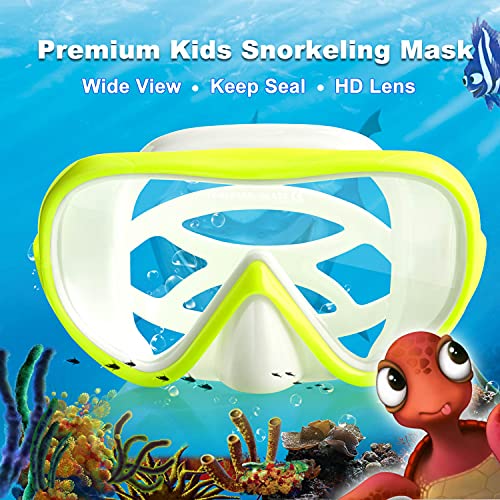 Image of Kids Snorkel Swim Mask, Child Diving Mask Anti-Fog Swim Goggles with Nose Cover for Snorkeling Diving Swimming